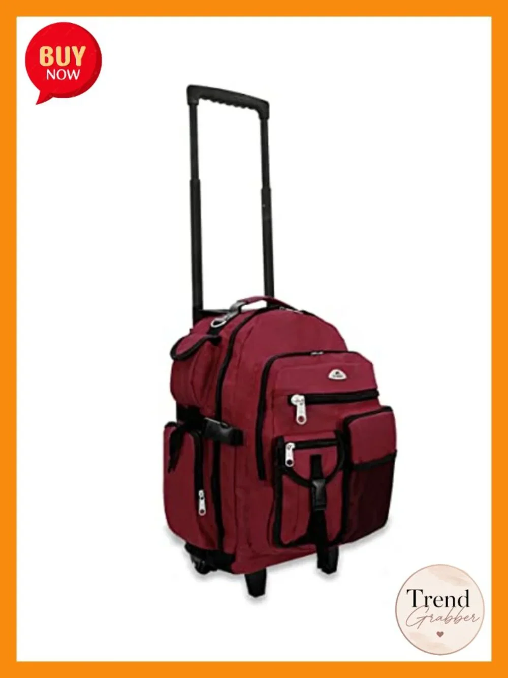 Deluxe Wheeled Backpack with Rolling Luggage, Polyester Travel School Work Bag